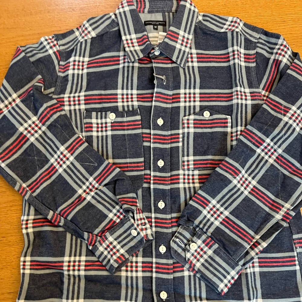 Engineered Garments men’s Plaid flannel button up, size m